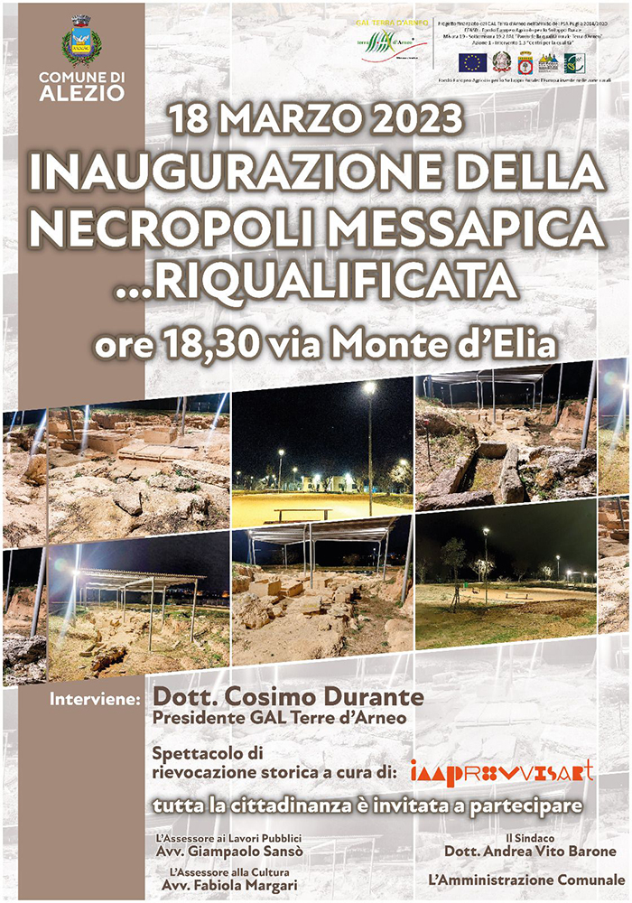 Un viaggio nel tempo - inaugurazione Necropoli Messapica ad Alezio sabato 18 marzo